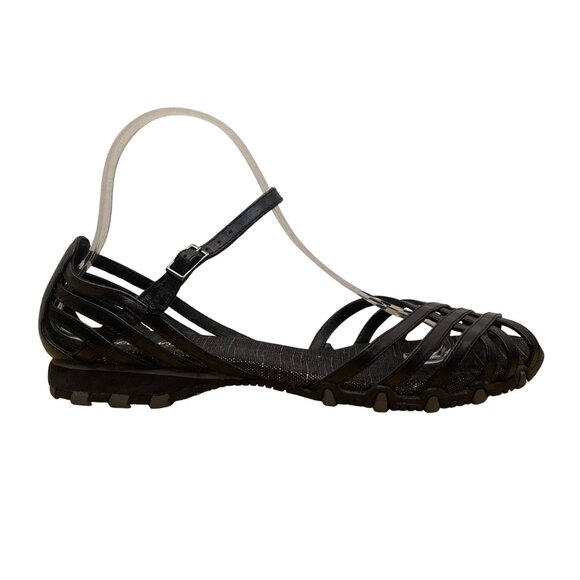 Skechers Women’s Black Strappy Cushioned Sole Open Toe Flat Sandals - Picture 1 of 7